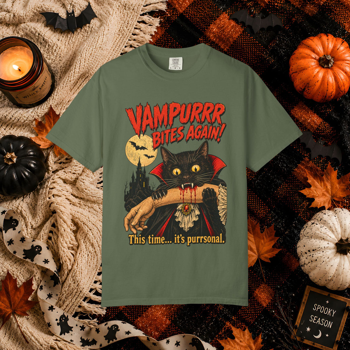 Vampurrr Bites Again! Cat Vampire Halloween T-Shirt — “This time... it's purrsonal.”