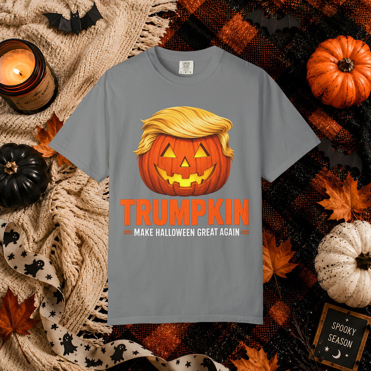 Trumpkin Halloween T-Shirt — Jack-O'-Lantern with Signature Hair