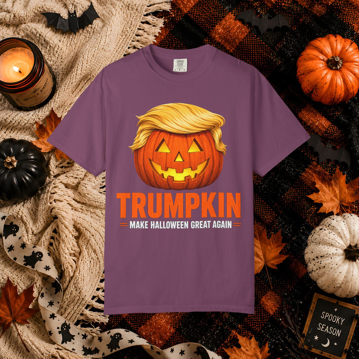 Trumpkin Halloween T-Shirt — Jack-O'-Lantern with Signature Hair