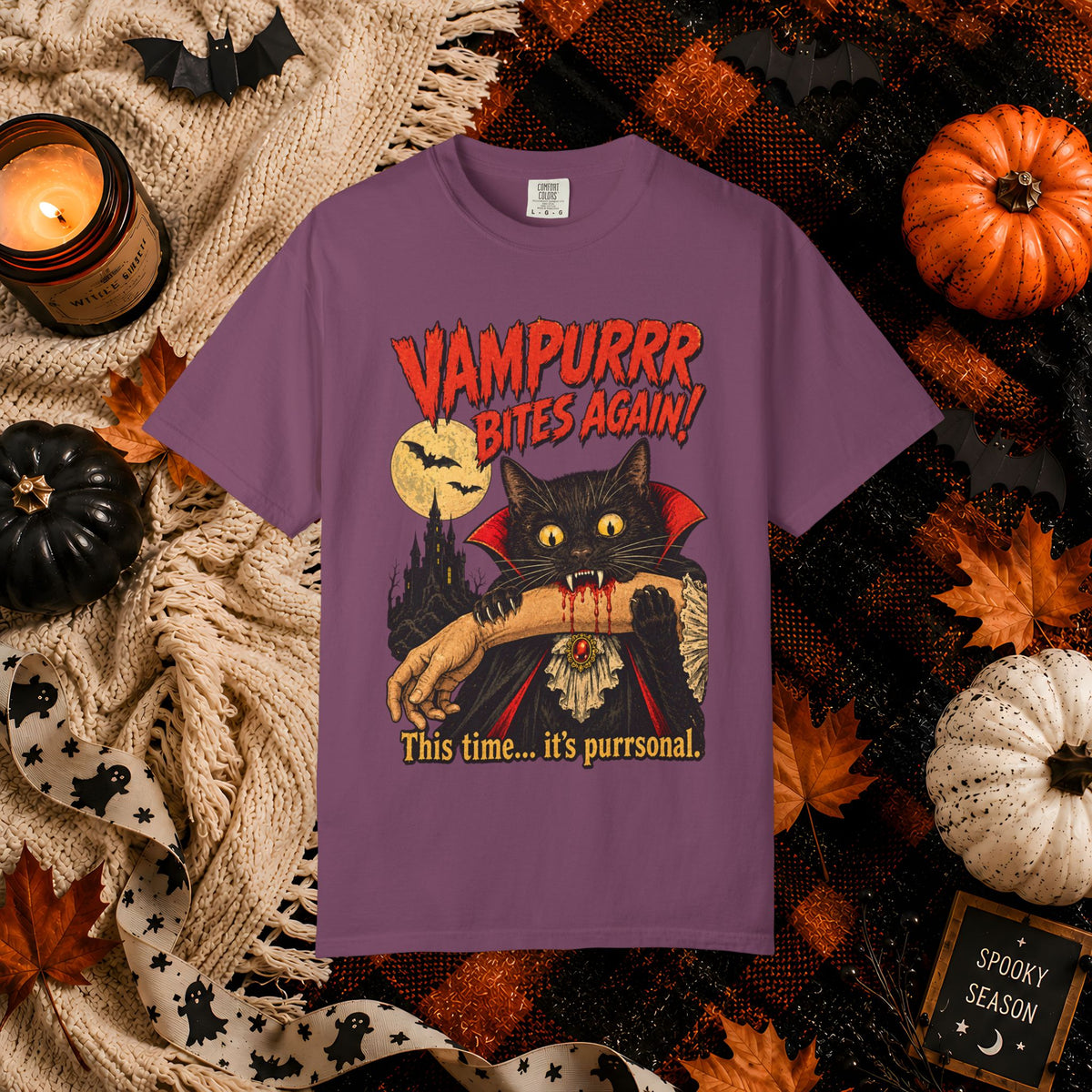 Vampurrr Bites Again! Cat Vampire Halloween T-Shirt — “This time... it's purrsonal.”