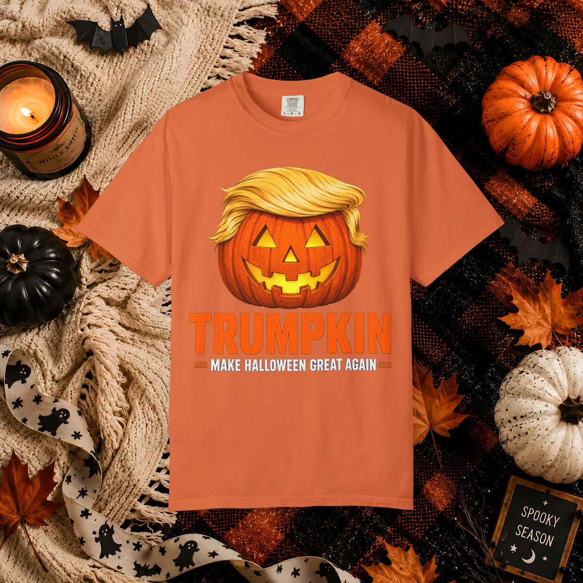 Trumpkin Halloween T-Shirt — Jack-O'-Lantern with Signature Hair