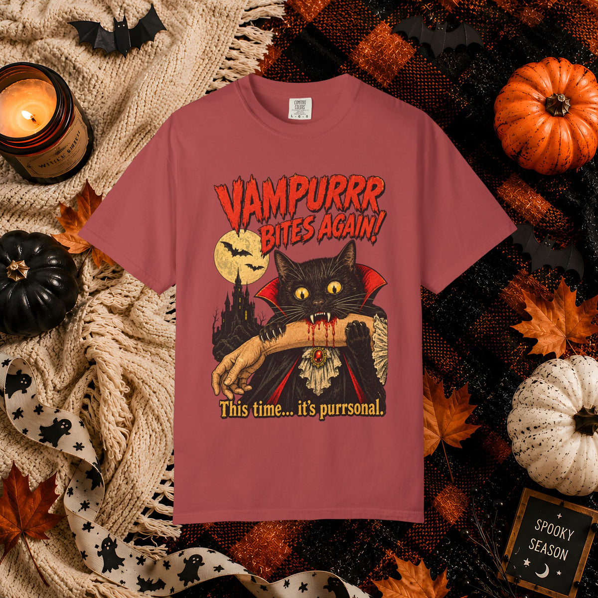 Vampurrr Bites Again! Cat Vampire Halloween T-Shirt — “This time... it's purrsonal.”
