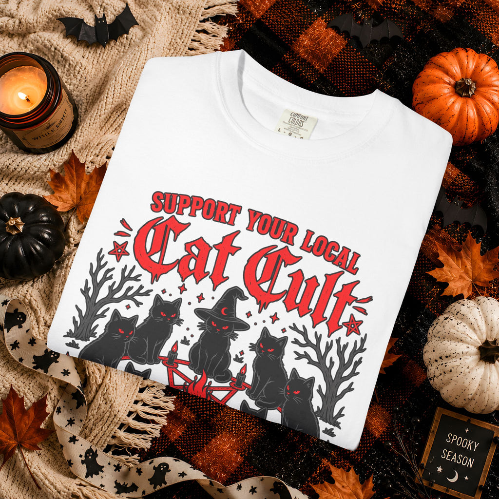 Support Your Local Cat Cult T-Shirt — Funny Witchy Halloween Cat Shirt