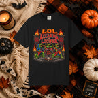 Lol Lizards Lucifer Graphic T-Shirt — Retro Heavy Metal Halloween Tee