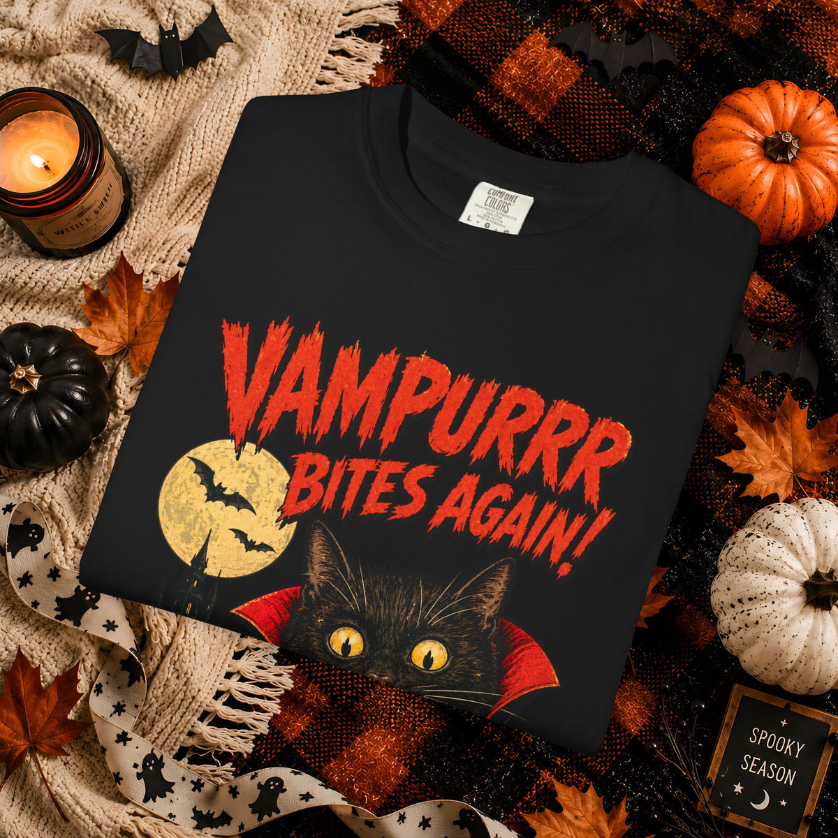 Vampurrr Bites Again! Cat Vampire Halloween T-Shirt — “This time... it's purrsonal.”