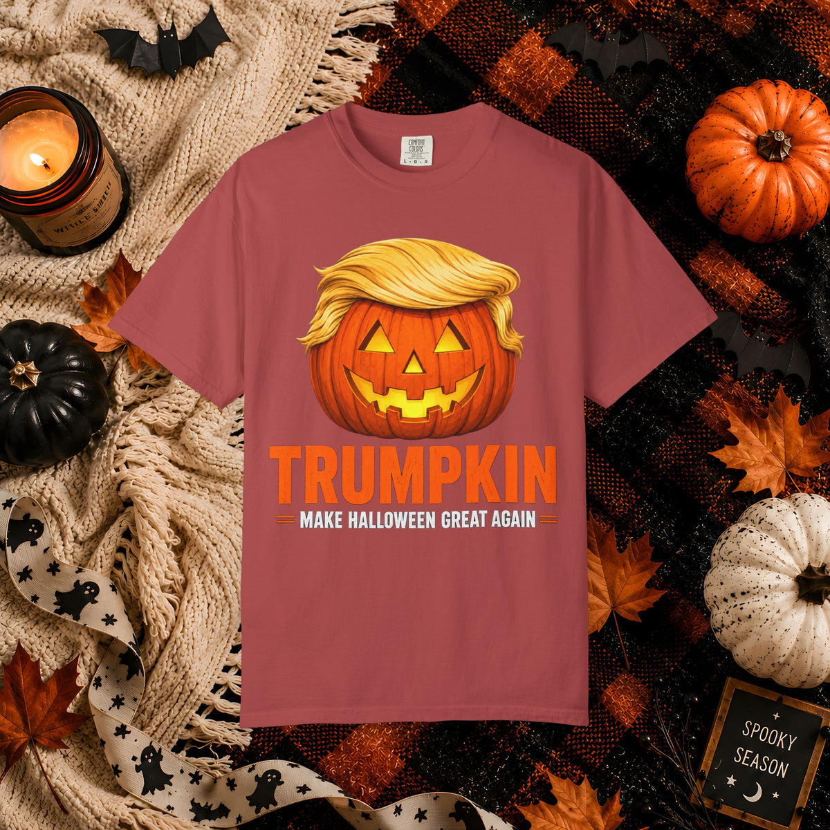 Trumpkin Halloween T-Shirt — Jack-O'-Lantern with Signature Hair