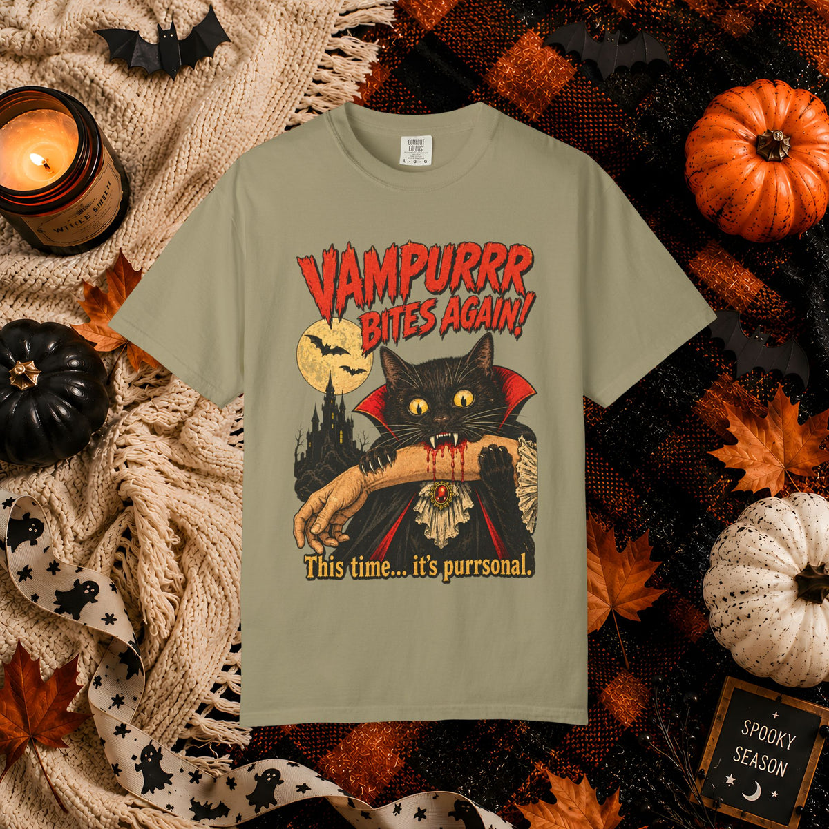 Vampurrr Bites Again! Cat Vampire Halloween T-Shirt — “This time... it's purrsonal.”