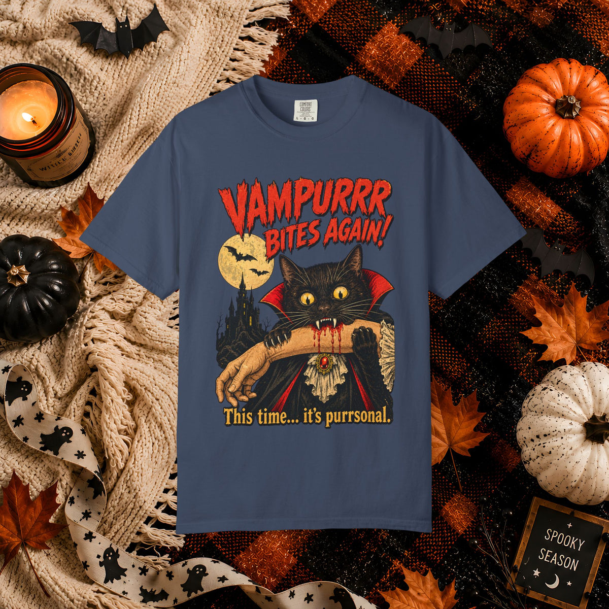 Vampurrr Bites Again! Cat Vampire Halloween T-Shirt — “This time... it's purrsonal.”