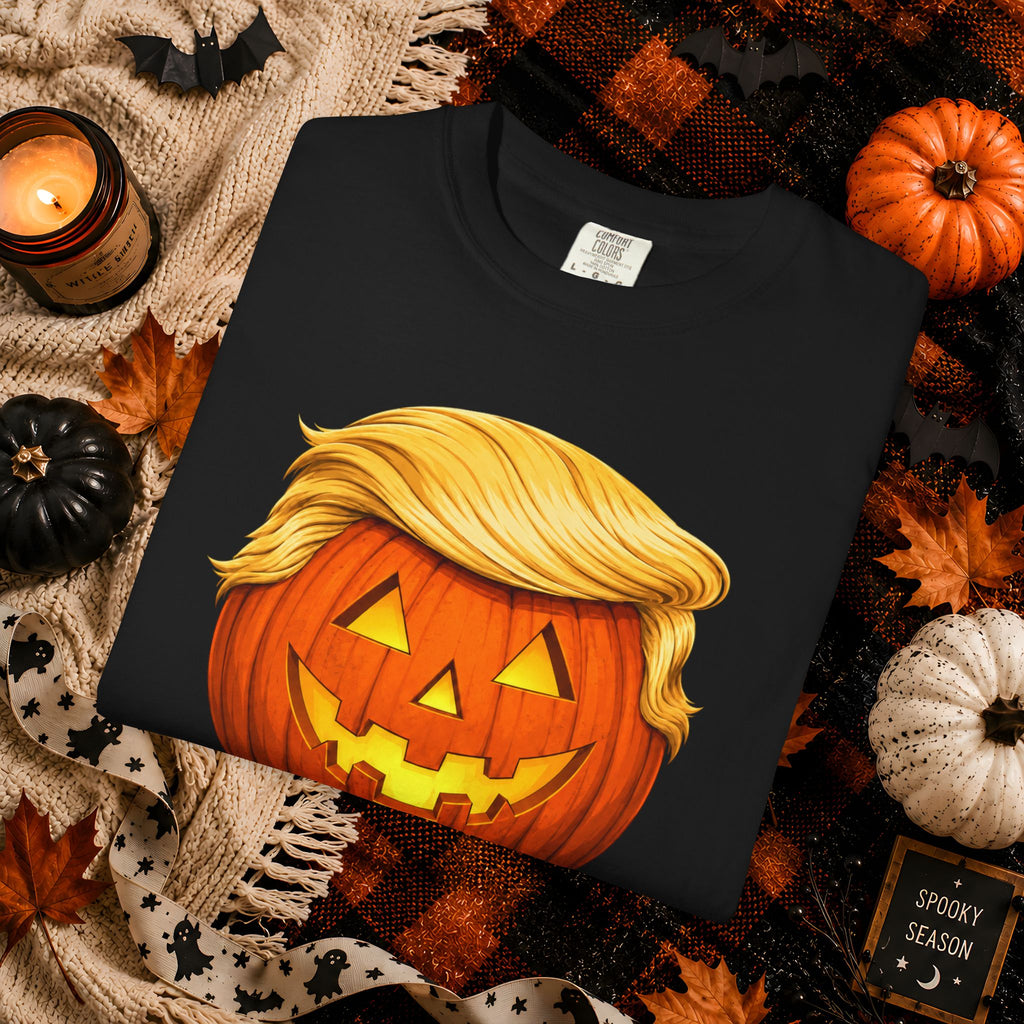 Trumpkin Halloween T-Shirt — Jack-O'-Lantern with Signature Hair