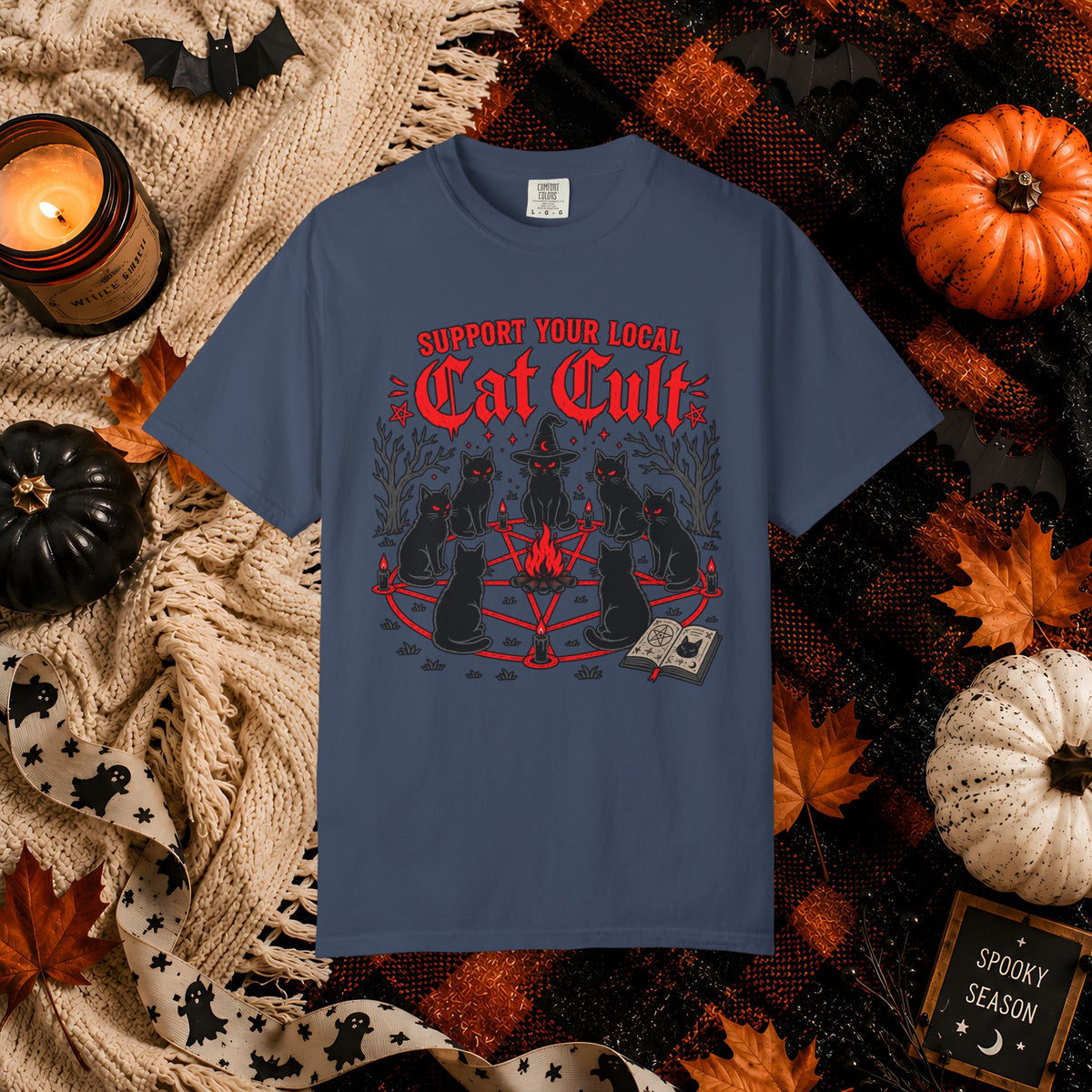 Support Your Local Cat Cult T-Shirt — Funny Witchy Halloween Cat Shirt