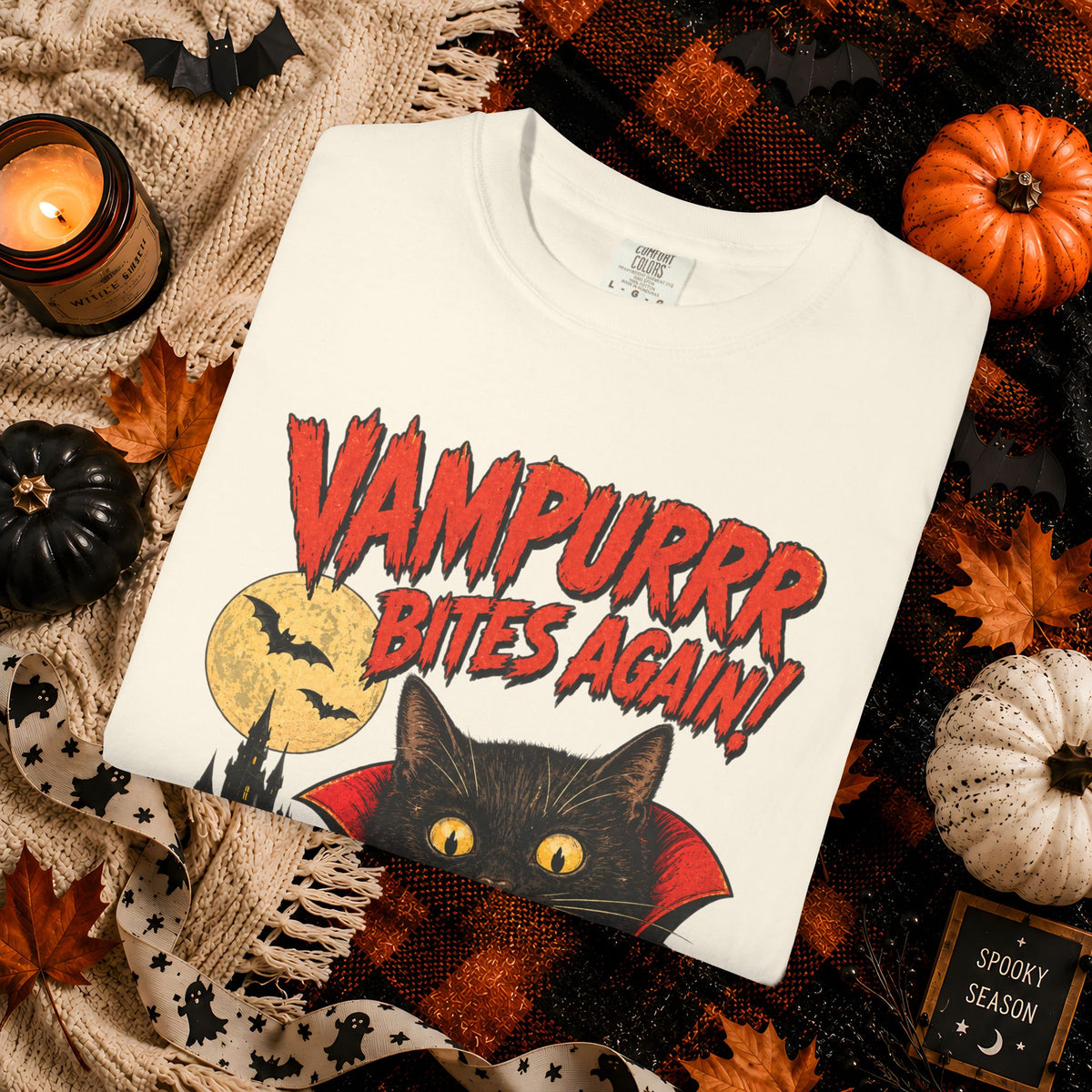 Vampurrr Bites Again! Cat Vampire Halloween T-Shirt — “This time... it's purrsonal.”
