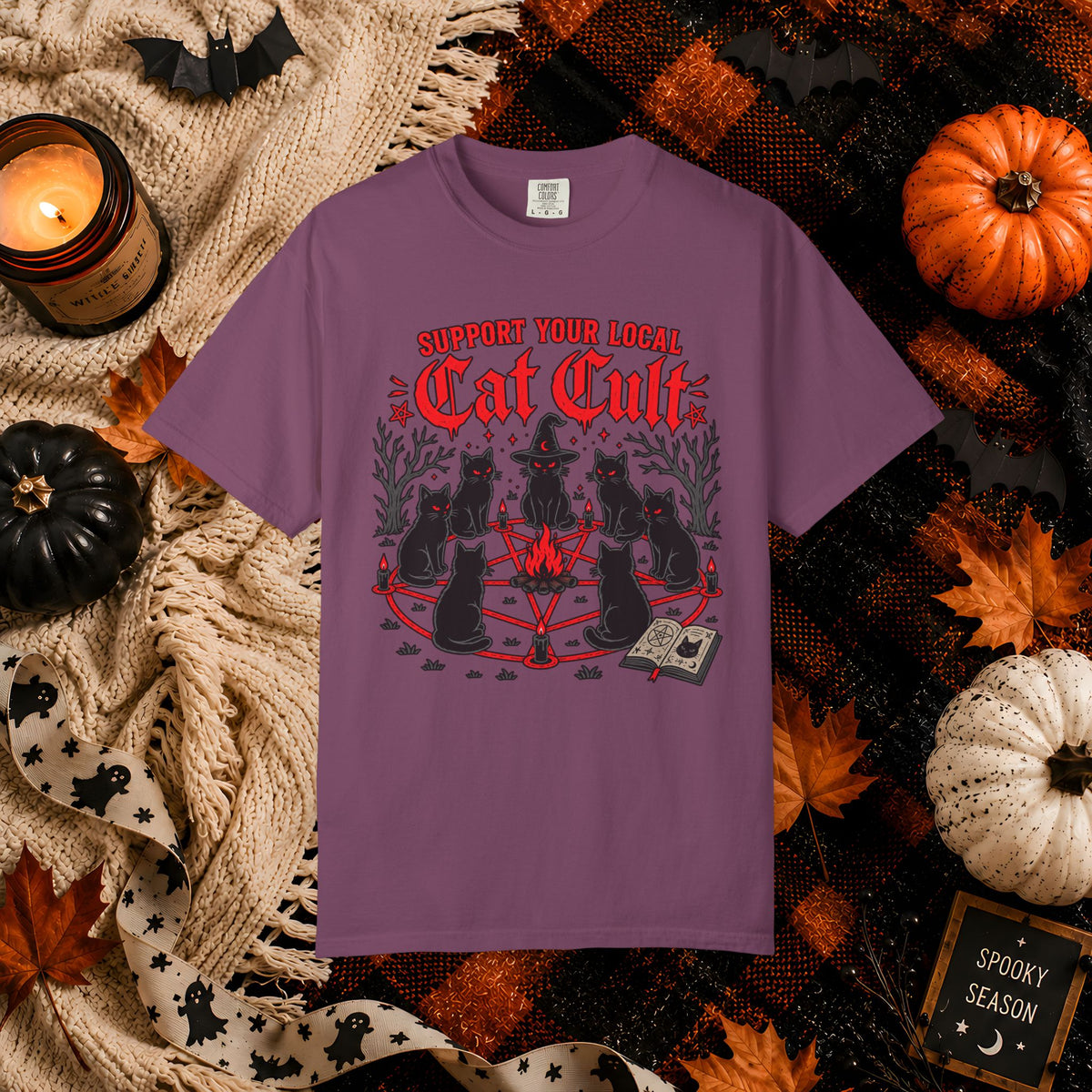Support Your Local Cat Cult T-Shirt — Funny Witchy Halloween Cat Shirt