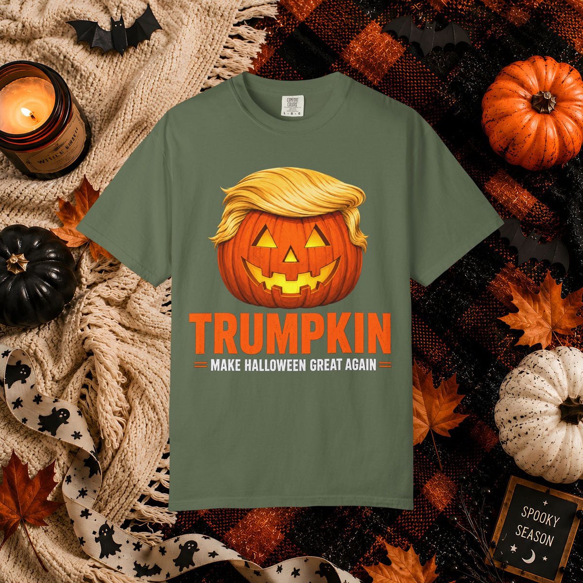 Trumpkin Halloween T-Shirt — Jack-O'-Lantern with Signature Hair