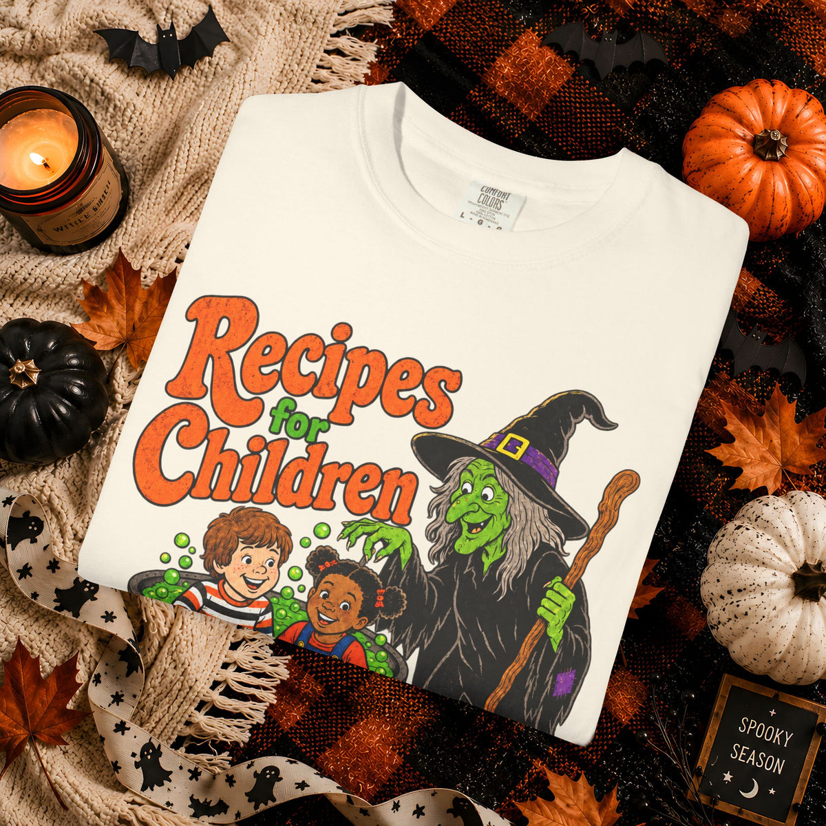 Halloween Kids Cooking T-Shirt — "Recipes for Children: Cooking With Kids" Witch Cauldron Design