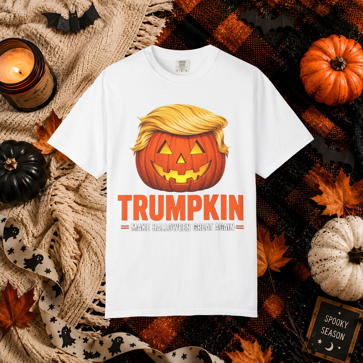 Trumpkin Halloween T-Shirt — Jack-O'-Lantern with Signature Hair