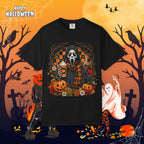 Halloween Ghost Face Pumpkin T-Shirt - Cozy Fall Horror Graphic Tee