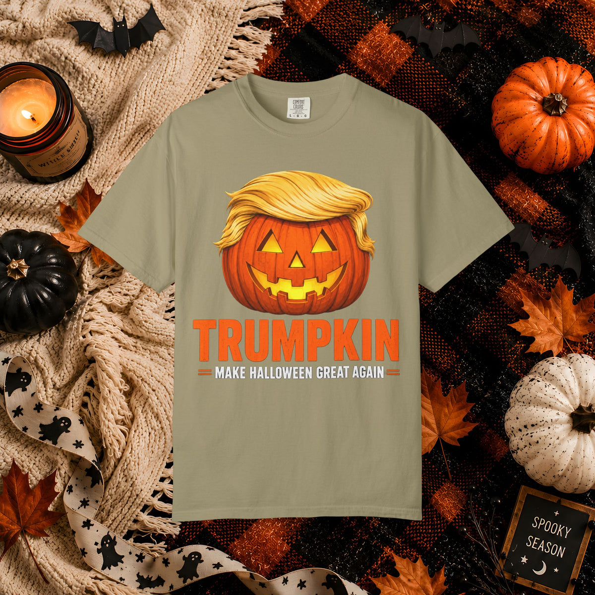 Trumpkin Halloween T-Shirt — Jack-O'-Lantern with Signature Hair