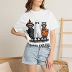 Spooky and Feral Halloween T-Shirt — Raccoon Ghost Pumpkin Costume Tee