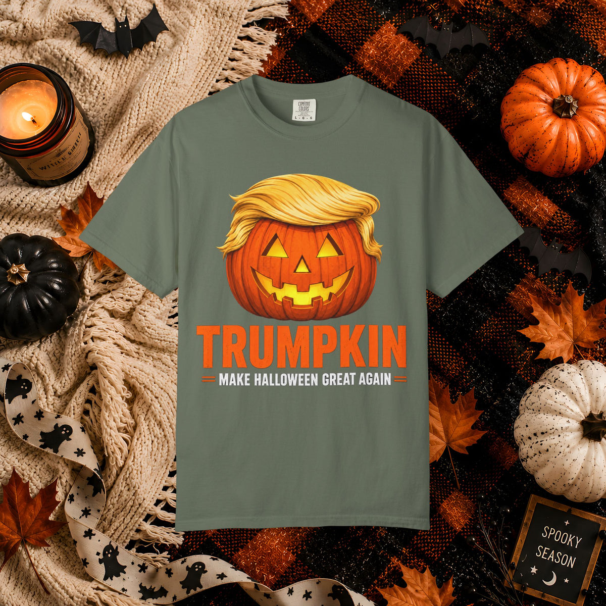 Trumpkin Halloween T-Shirt — Jack-O'-Lantern with Signature Hair