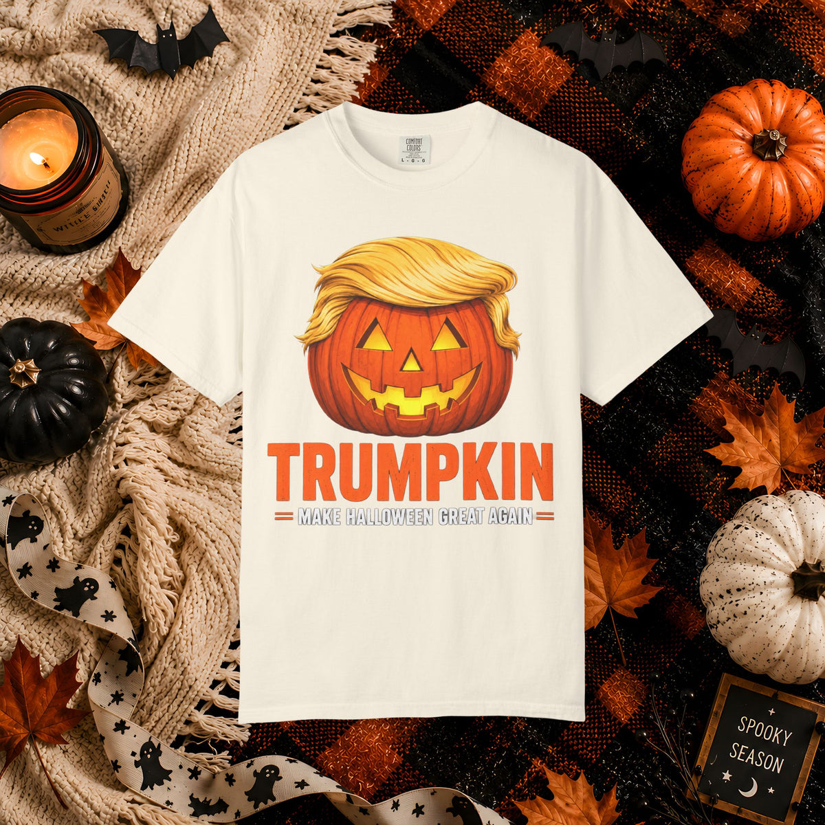 Trumpkin Halloween T-Shirt — Jack-O'-Lantern with Signature Hair