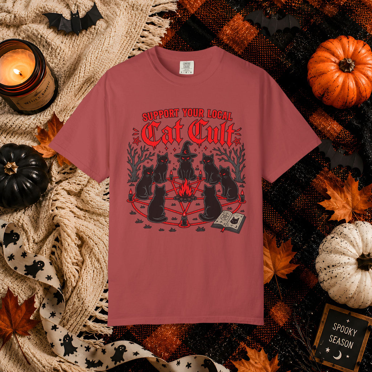 Support Your Local Cat Cult T-Shirt — Funny Witchy Halloween Cat Shirt