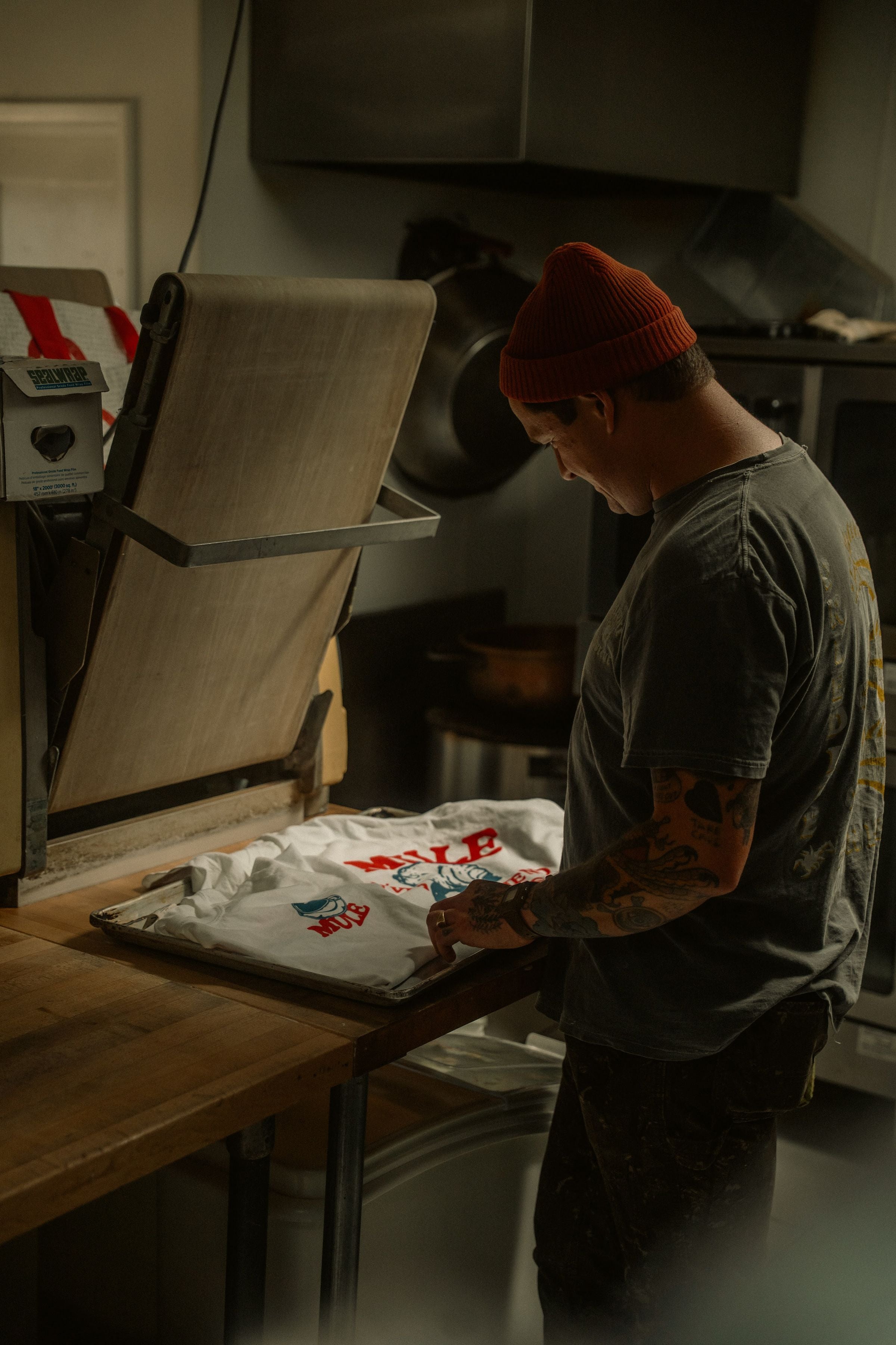 Printing a custom t-shirt with a heat press — made to order at PrintedSoul